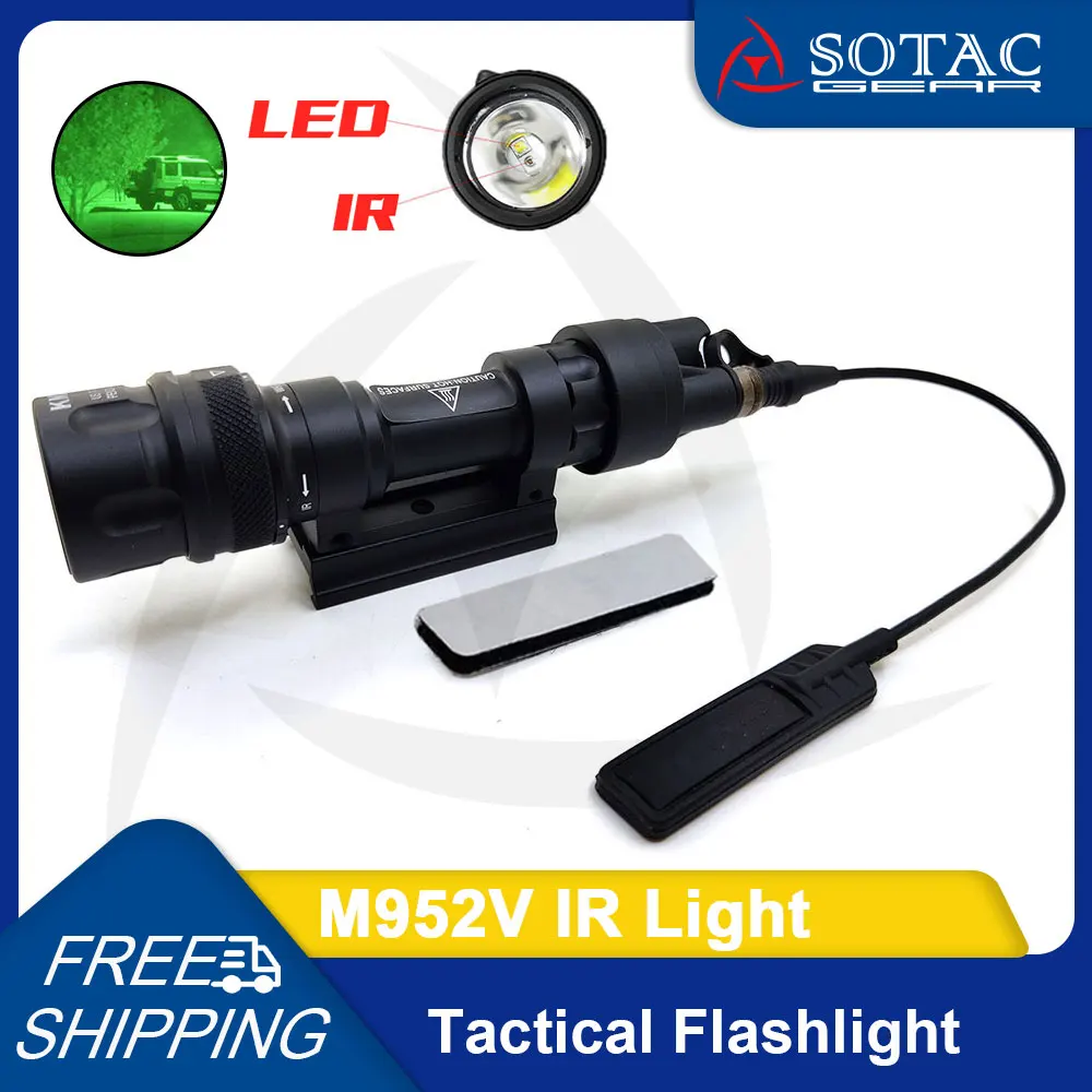 

Tactical Gear M952V IR Flashlight with QD Mount Fit 20mm Rail Weapon Hunting Strobe M952V IR Scout Light with Switch SOTAC