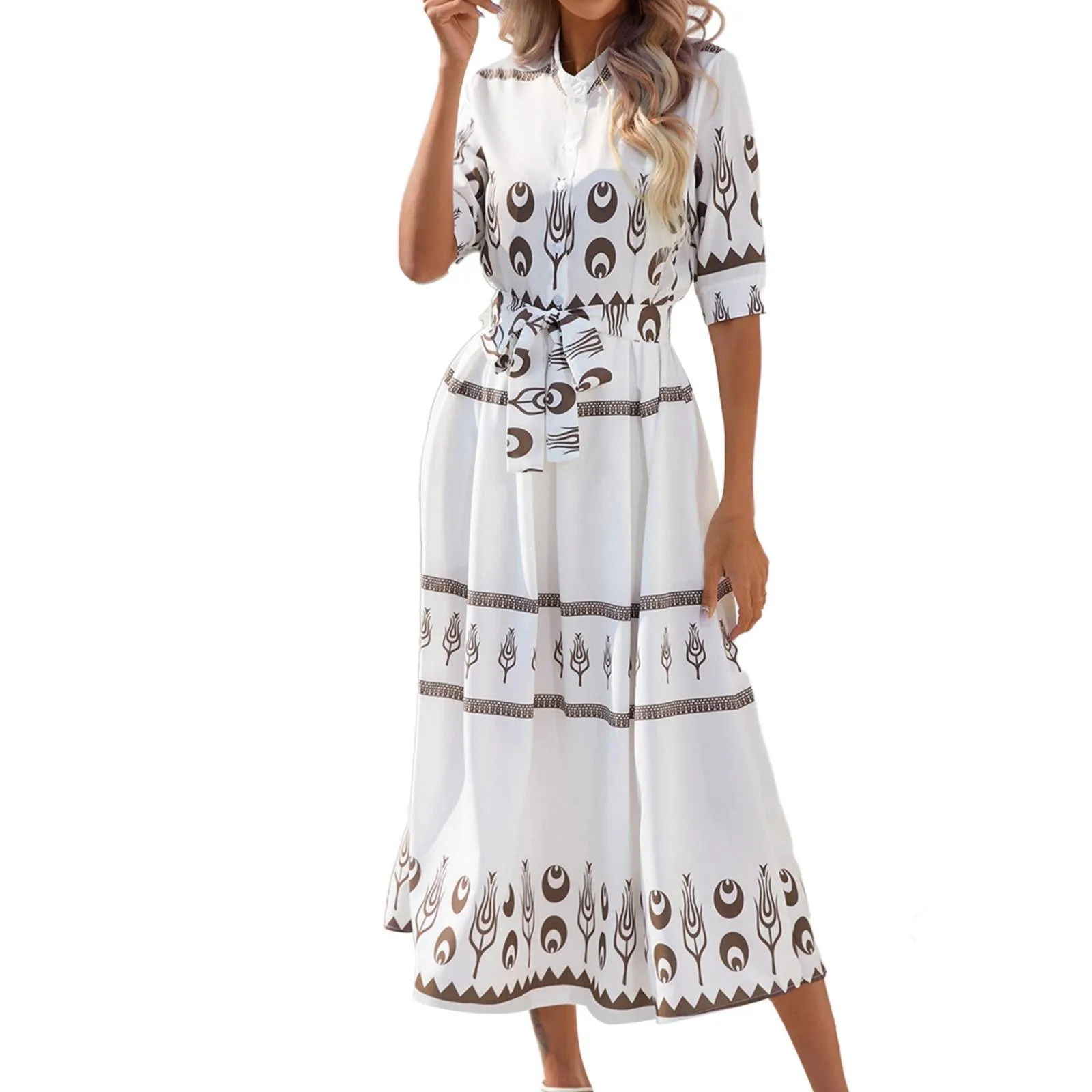 Summer Ethnic Style Print Five Part Sleeve Dress For Woman Casual Dress for Women Summer
Summer Ethnic Style Print Five Part Sleeve Dress For Woman Casual Dress for Women Summer