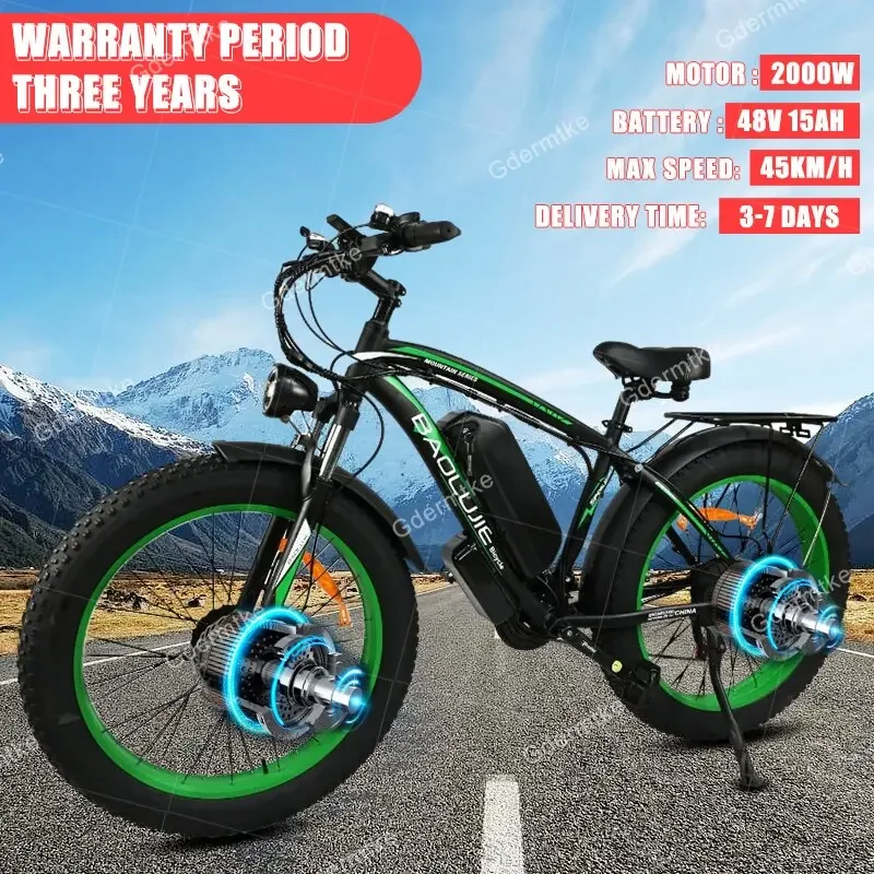 Electric Bicycle 2000W Two-wheel Drive 48V15AH Lithium Battery 21-speed Ebike Hydraulic Brake 26*4.0 Inch Fat Tire Electric Bike
Electric Bicycle 2000W Two-wheel Drive 48V15AH Lithium Battery 21-speed Ebike Hydraulic Brake 26*4.0 Inch Fat Tire Electric Bike