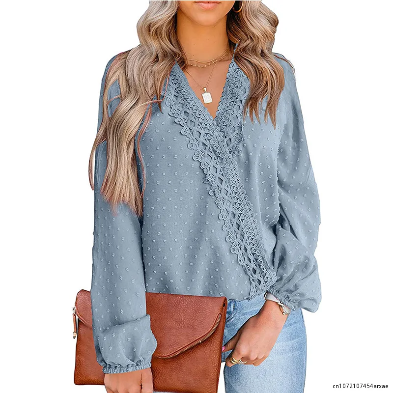 Summer Long Sleeve Loose Chiffon Blouse Femme Shirt Women Casual Fashion Lace V Neck Womens Tops And Blouses Casual Tees Shirts
Summer Long Sleeve Loose Chiffon Blouse Femme Shirt Women Casual Fashion Lace V Neck Womens Tops And Blouses Casual Tees Shirts