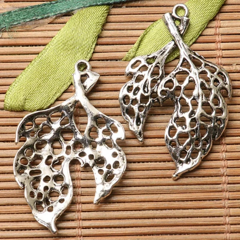 

10pcs 38*24mm Dark Silver Color Hollow Leaf Design Charms EF2682 Charms for Jewelry Making