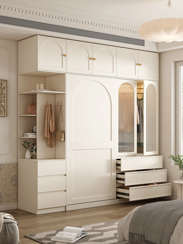 French wardrobe Sliding door Small home bedroom storage cabinet Modern simple glass combination wardrobe
French wardrobe Sliding door Small home bedroom storage cabinet Modern simple glass combination wardrobe