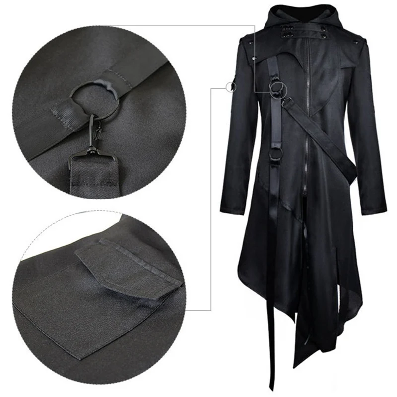 Medieval Retro Costume Victorian Gothic Trench Coat Steampunk Long Black Jacket Hoodies Irregular Design Overcoat Uniform Men
Medieval Retro Costume Victorian Gothic Trench Coat Steampunk Long Black Jacket Hoodies Irregular Design Overcoat Uniform Men