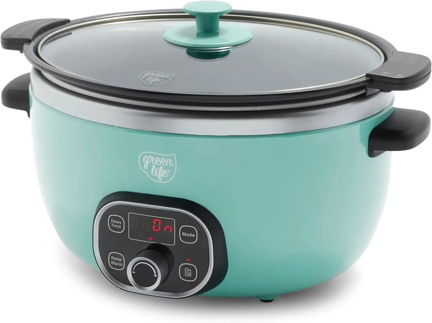 

GreenLife Cook Duo Healthy Ceramic Nonstick Programmable 6 Quart Family-Sized Slow Cooker, PFAS-Free, Removable Lid and Pot