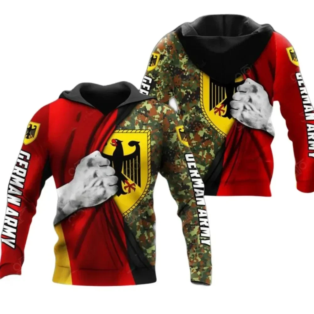 Camouflage 3D printed hoodie free custom name Men's pullover autumn German flag pattern loose top
Camouflage 3D printed hoodie free custom name Men's pullover autumn German flag pattern loose top