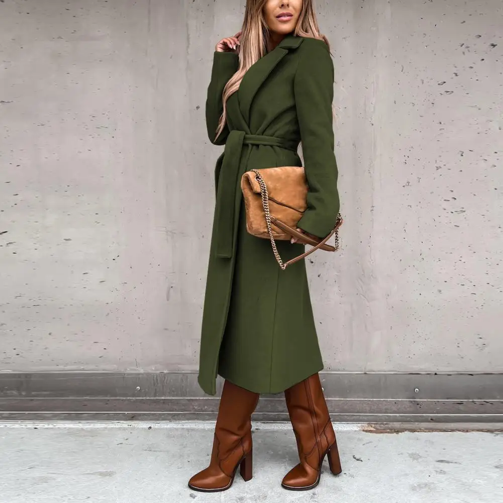 Popular Women Woolen Outerwear Belted Super Soft Women Outerwear Turndown Collar Calf-length Woolen Coat
Popular Women Woolen Outerwear Belted Super Soft Women Outerwear Turndown Collar Calf-length Woolen Coat