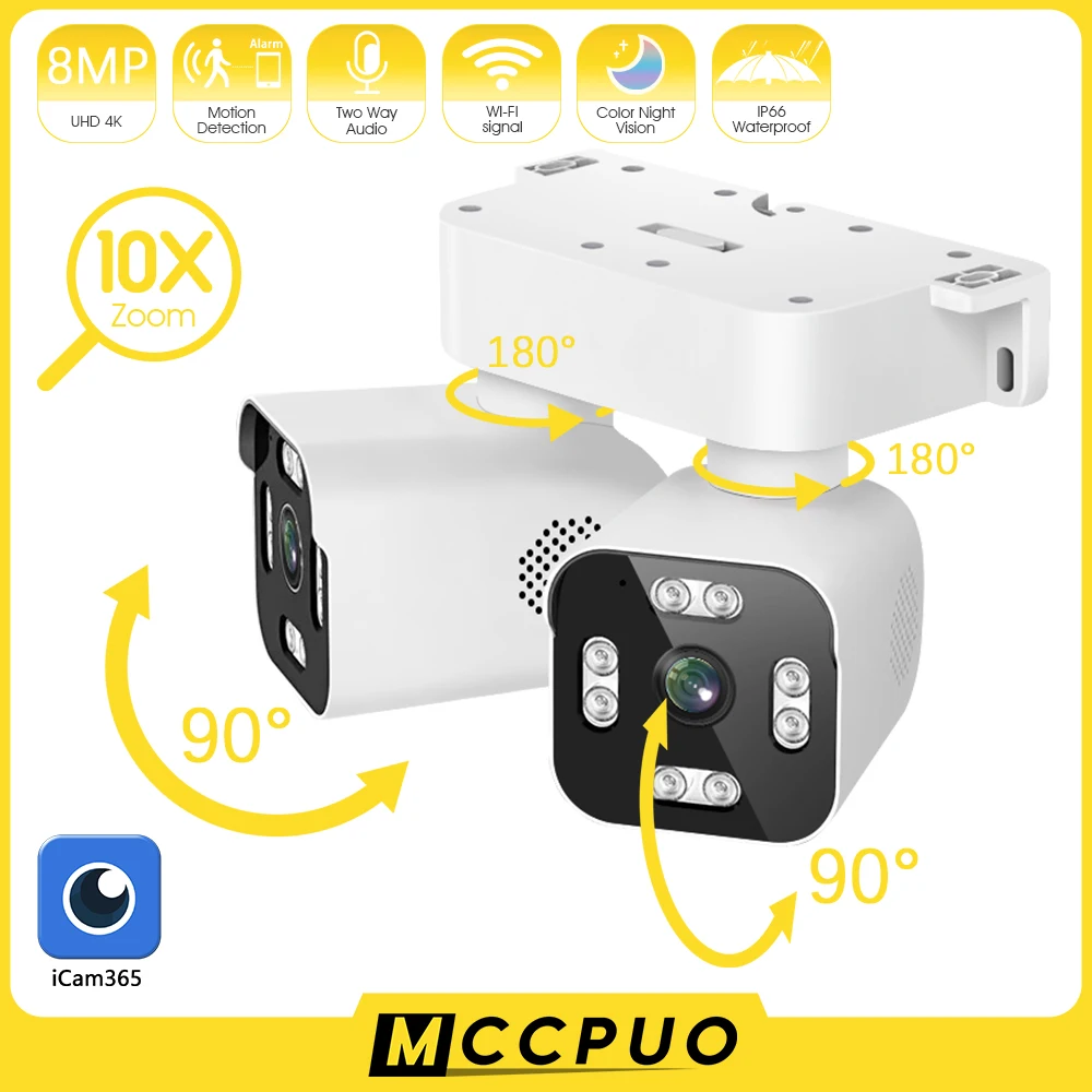 Двойная цилиндрическая камера Mccpuo 4K Wi-Fi, наружная водонепроницаемая IP-камера 2 в 1 с датчиком движения и двойным экраном, PTZ, iCam365
Двойная цилиндрическая камера Mccpuo 4K Wi-Fi, наружная водонепроницаемая IP-камера 2 в 1 с датчиком движения и двойным экраном, PTZ, iCam365