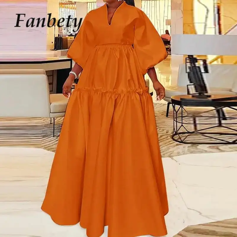 Casual Lady Puff Sleeve V-Neck Pleat Dresses New Elegant Loose Big Hem Party Long Dress Spring 2024 Women Commuter Party Dress
Casual Lady Puff Sleeve V-Neck Pleat Dresses New Elegant Loose Big Hem Party Long Dress Spring 2024 Women Commuter Party Dress