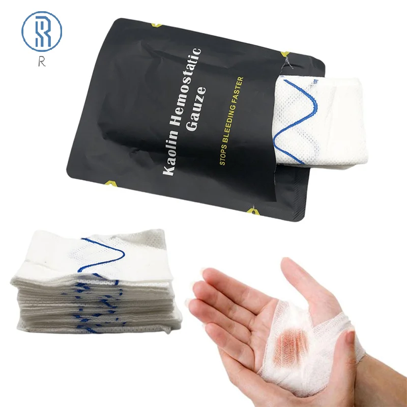 

Hemostatic Kaolin Gauze Combat Emergency Trauma Z-Fold Soluble For Ifak Tactical Military First Aid Kit Medical Wound Dressing