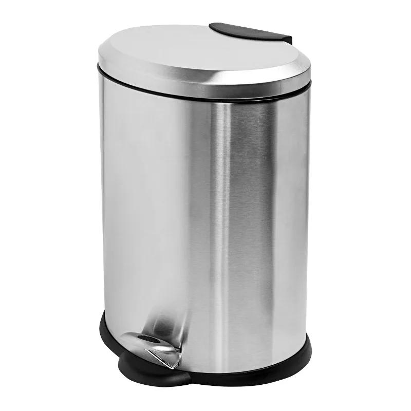 

Honey Can Do 3.17 Gallon Trash Can, Oval Step On Bathroom Trash Can, Stainless Steel Trash Cans