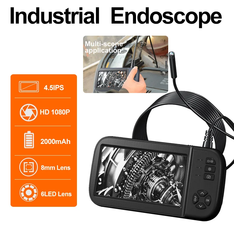 8mm 4.5inch IPS HD1080P Handheld Borescope Recording Camera Inskam Industrial Endoscope For Automobile Pipeline Inspection
8mm 4.5inch IPS HD1080P Handheld Borescope Recording Camera Inskam Industrial Endoscope For Automobile Pipeline Inspection