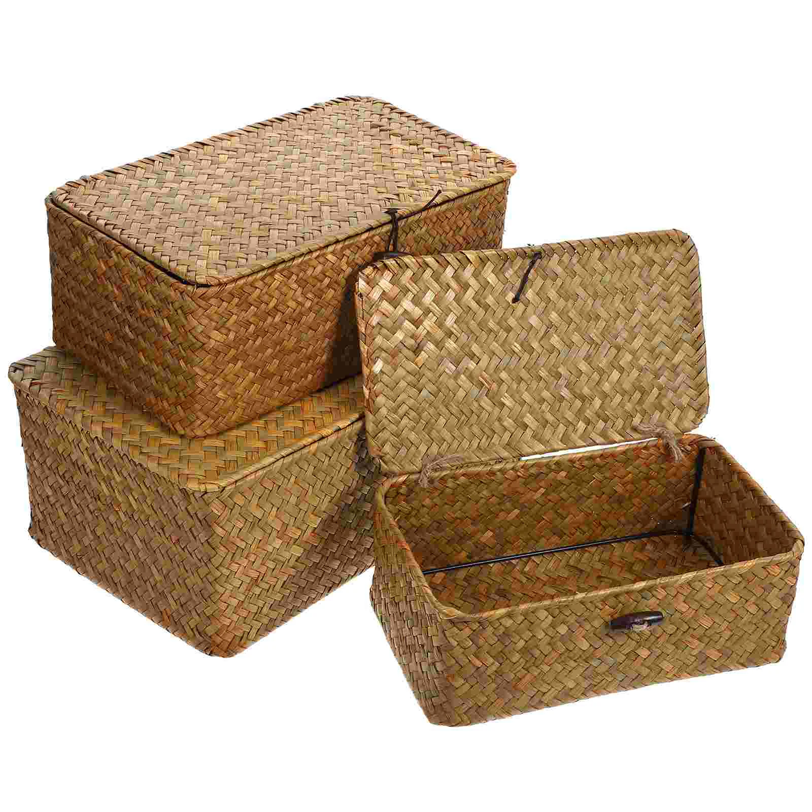Seaweed Woven Basket Lids Seagrass Storage Bin Rectangular Organizer Basket Multi-Purpose Storage Container Holder Desktop
Seaweed Woven Basket Lids Seagrass Storage Bin Rectangular Organizer Basket Multi-Purpose Storage Container Holder Desktop