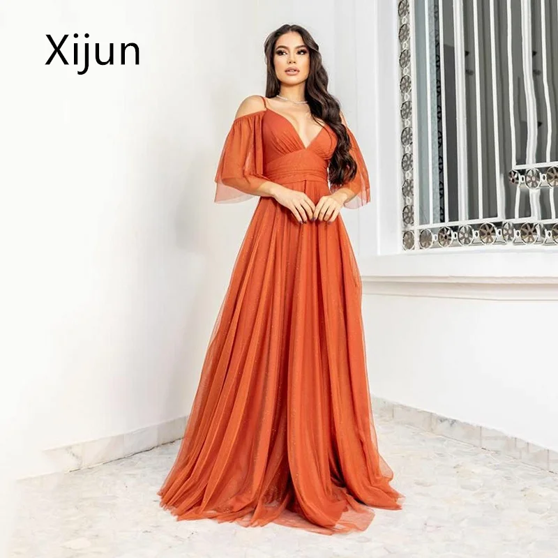Xijun Elegant A Line Prom Dresses Spaghetti Strap V Neck Evening Dress Puff Sleeves Off The Shoulder Pleated Vestidos De Gala
Xijun Elegant A Line Prom Dresses Spaghetti Strap V Neck Evening Dress Puff Sleeves Off The Shoulder Pleated Vestidos De Gala