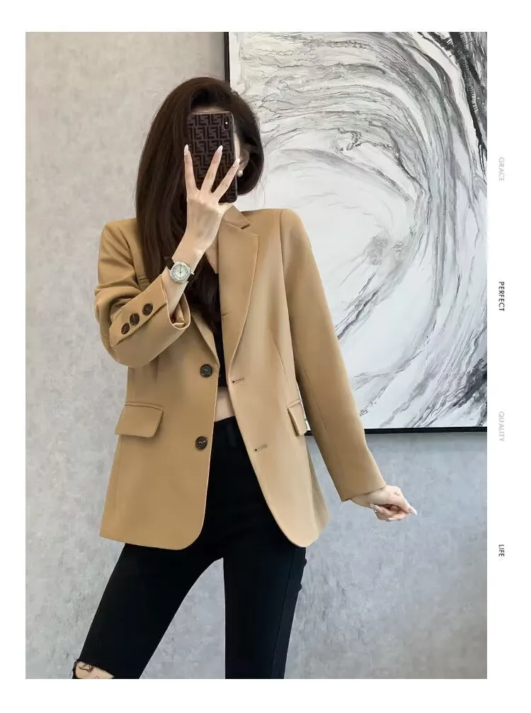 Women Blazer Casual Jacket Multi-Color Pocket All-Match Long Sleeved OL Autumn Winter Elegant Office Lady Coat Loose Solid Thin Women Blazer Casual Jacket Multi-Color Pocket All-Match Long Sleeved OL Autumn Winter Elegant Office Lady Coat Loose Solid Thin