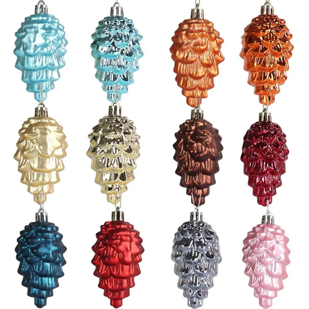 

8Pcs/Lot 9cm Christmas Tree Hanging Pendant Bright Matte Plastic Pine Cones Christmas Ball Decorations Home Party Supplies