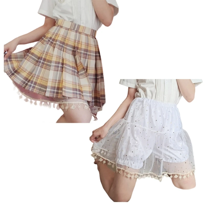 Womens Sequins Mesh Tulle Petticoat A Line Short Skirt with Bloomers Japanese Star Tassels Trim Underskirt Half Slips 10CF
Womens Sequins Mesh Tulle Petticoat A Line Short Skirt with Bloomers Japanese Star Tassels Trim Underskirt Half Slips 10CF