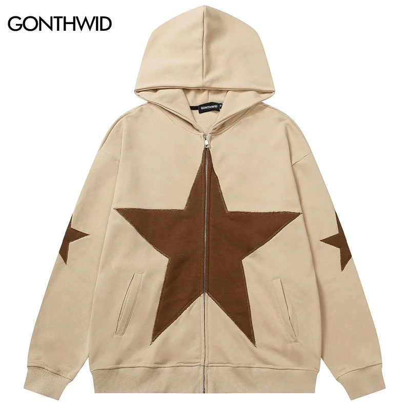 Hip Hop Zip Up Hoodie Jacket Y2K Grunge Vintage Star Patch Punk Gothic Loose Hooded Sweatshirt Coat Harajuku Cotton Streetwear
Hip Hop Zip Up Hoodie Jacket Y2K Grunge Vintage Star Patch Punk Gothic Loose Hooded Sweatshirt Coat Harajuku Cotton Streetwear