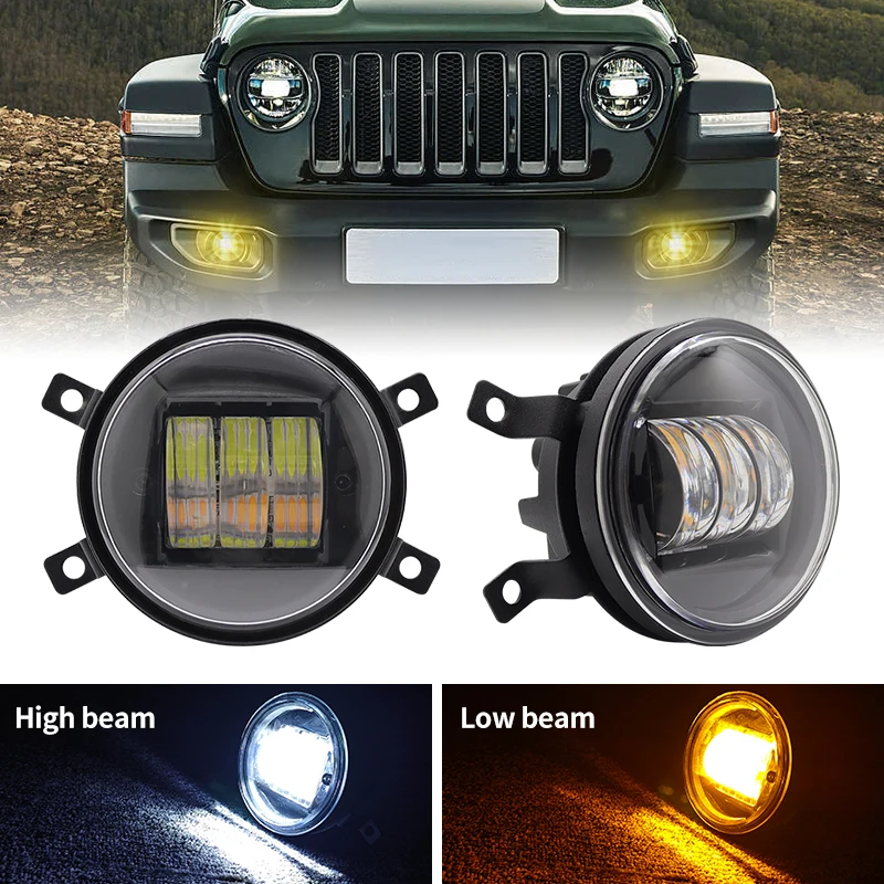 

1 Pair LED PTF Fog diode lights Passing Fog Lights White Amber Fog Lamp for LADA Vesta Renault Ford Peugeot Daewoo Nexia Matiz