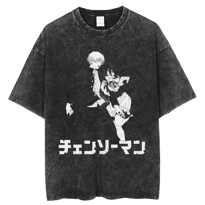 Fashion Vintage Washed T-shirt Japanese Anime Chainsaw Man Summer Casual Short Sleeve Unisex Tees Streetwear Casual Harajuku
Fashion Vintage Washed T-shirt Japanese Anime Chainsaw Man Summer Casual Short Sleeve Unisex Tees Streetwear Casual Harajuku