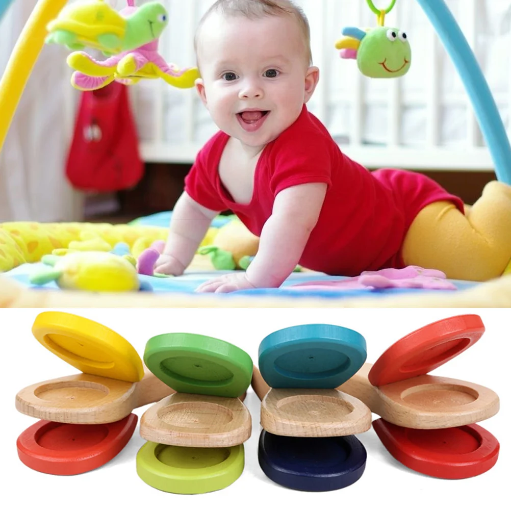 

1Pcs Wooden Castanets Infant Toys Kids Finger Castanet Percussion Instrument Early Learning Educational ( )