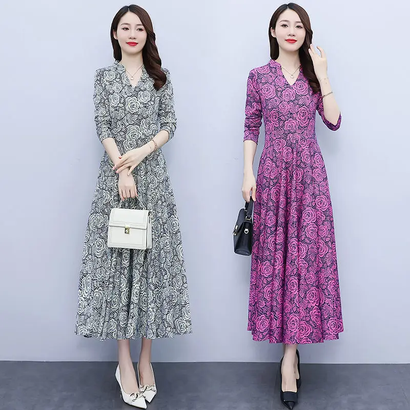 Retro High End Long Sleeve Dress For Women Spring And Autumn 2022 New Mother Ladies' Temperament V-Neck Print Dress Robes T745
Retro High End Long Sleeve Dress For Women Spring And Autumn 2022 New Mother Ladies' Temperament V-Neck Print Dress Robes T745