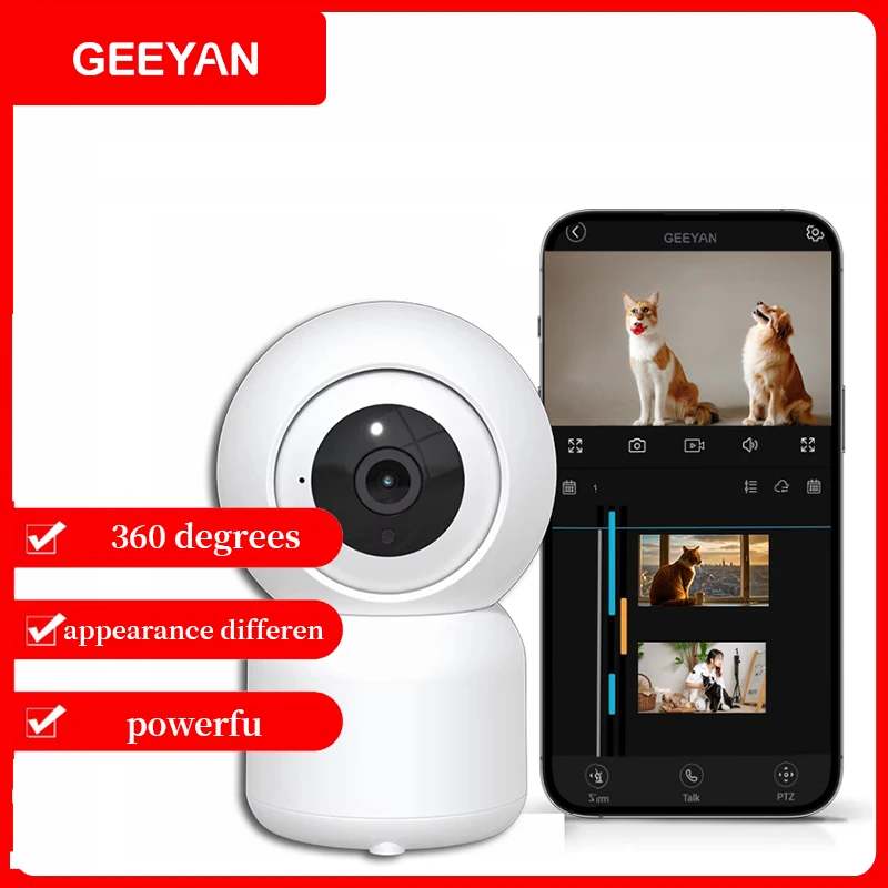 

GEEYAN Indoor 4k 360 Safe Ptz Camera 4.0mm Lens 2k Small Hidden WiFi Remote Monitoring CCTV Camera