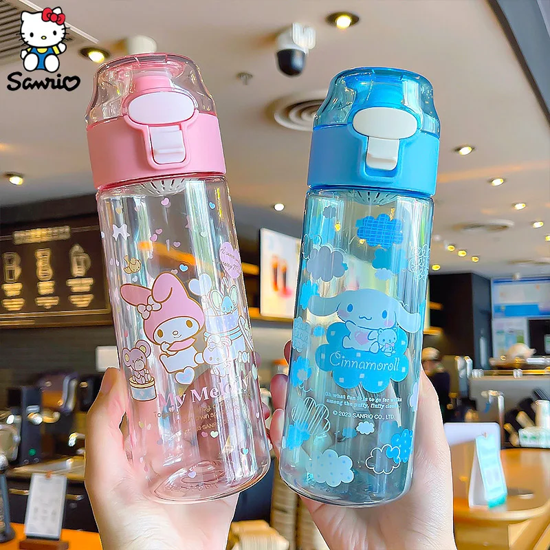 

550 мл кавайная прозрачная чашка Sanrio мультяшное аниме Kuromi Cinnamoroll Melody Hello Kitty чашка для воды летние детские игрушки подарки
