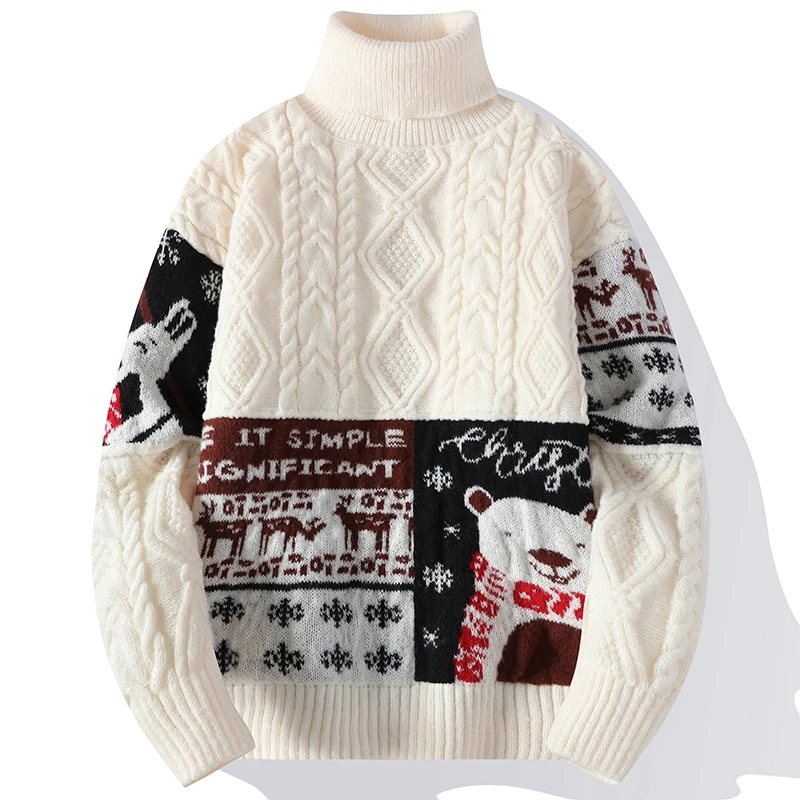 2023 Winter New Men's Knit Sweater Turtleneck Warm Thicken Male Pullover Long Sleeve New Year Christmas Sweater Winter Clothing
2023 Winter New Men's Knit Sweater Turtleneck Warm Thicken Male Pullover Long Sleeve New Year Christmas Sweater Winter Clothing