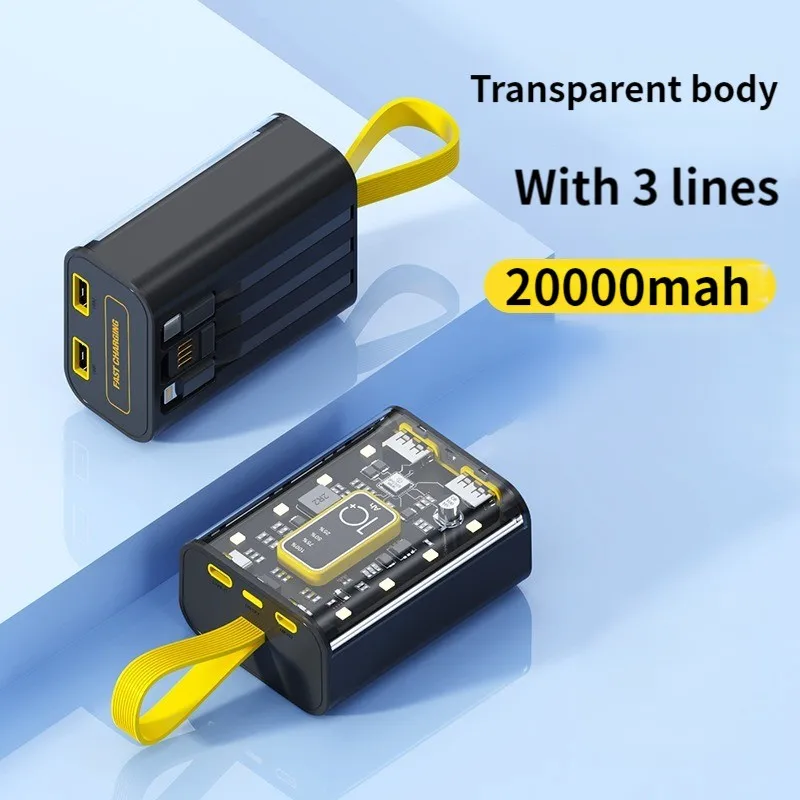 Portable Power Bank 10000\20000mAh Large Capacity PD20w Fast Charge Powerbank 10w Battery Charging Comes 3 Cables LED Lamp
Portable Power Bank 10000\20000mAh Large Capacity PD20w Fast Charge Powerbank 10w Battery Charging Comes 3 Cables LED Lamp