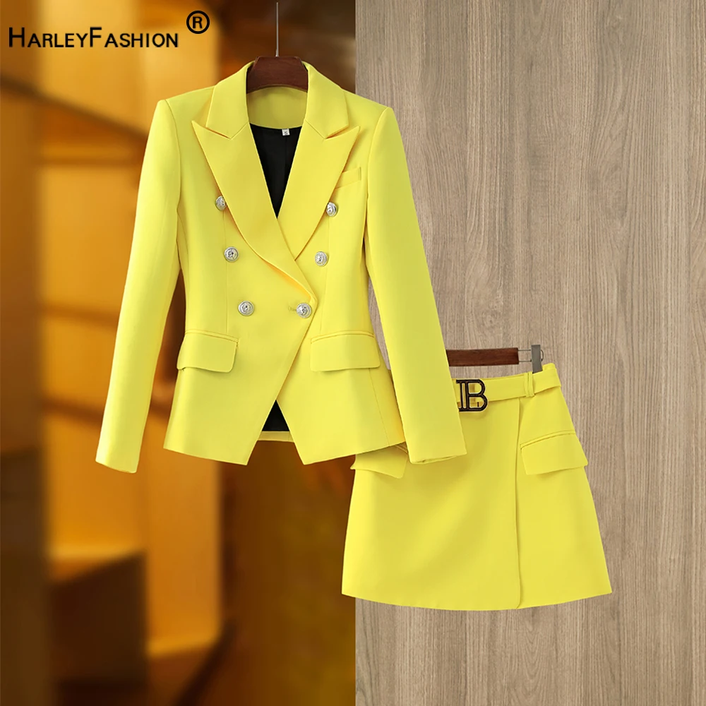 High Street Spring Summer Chic Designing Fresh Yellow Blazer Skirt Suit Two Pieces Sets With Blet Beautiful Women Clothing
High Street Spring Summer Chic Designing Fresh Yellow Blazer Skirt Suit Two Pieces Sets With Blet Beautiful Women Clothing
