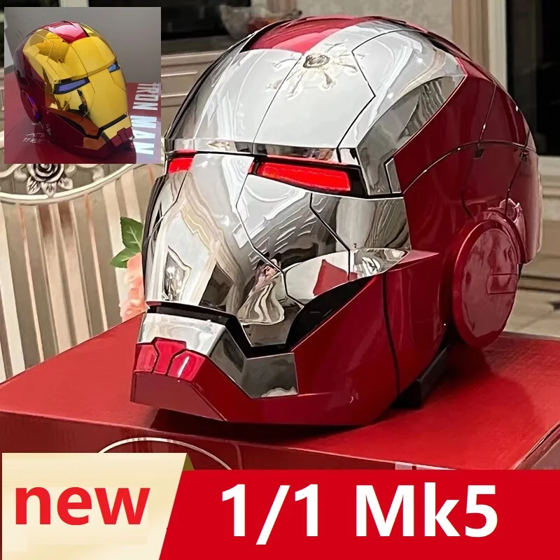 

Iron Man Golden Cosplay 1:1 Mk5 War Machine Helmet Electric Helmet Open Close Chinese English Voice Remote Valentines Gift Toys