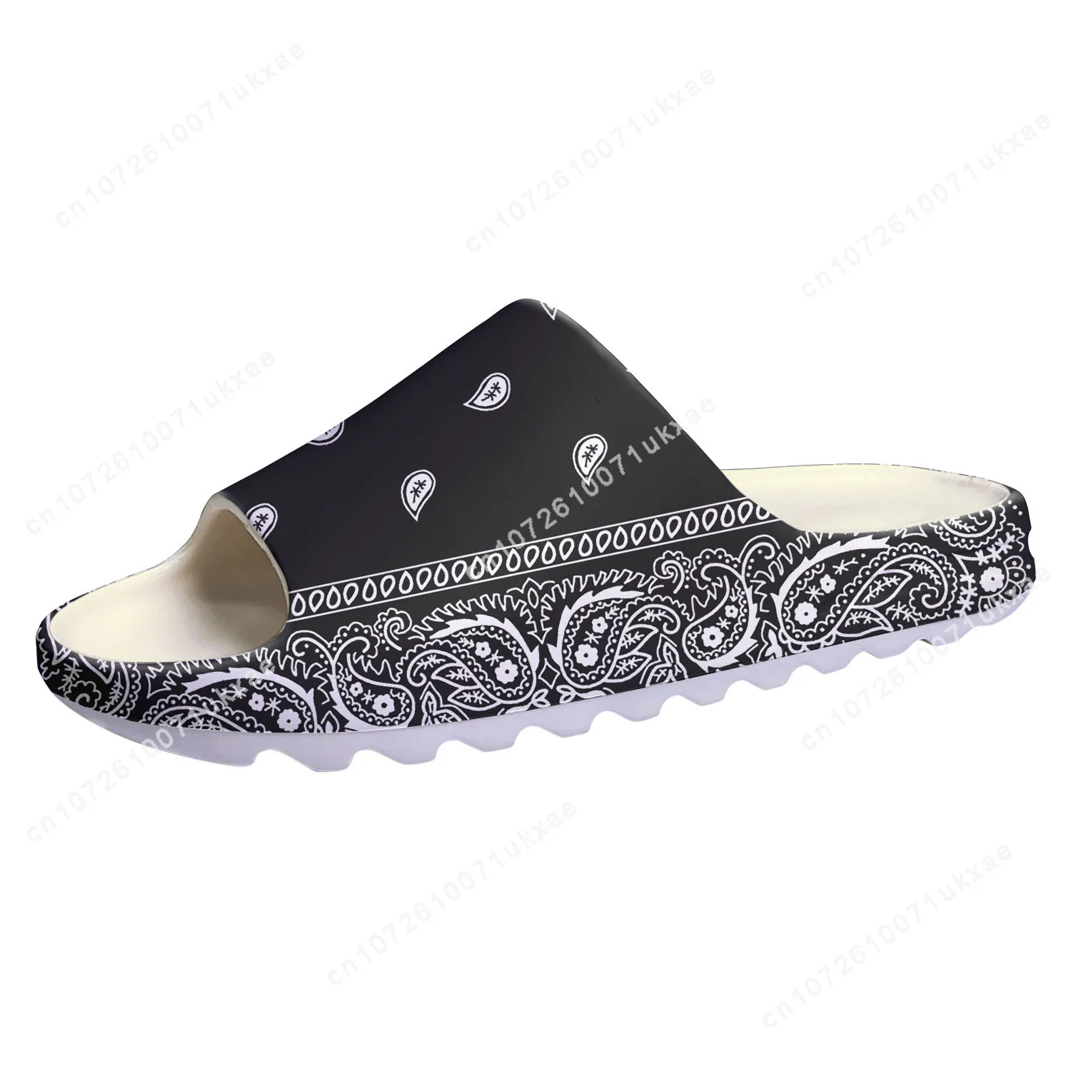 

Bandana Paisley Soft Sole Sllipers Home Clogs Black White Blue Step On Water Shoes Mens Womens Teenager Step in Custom Sandals