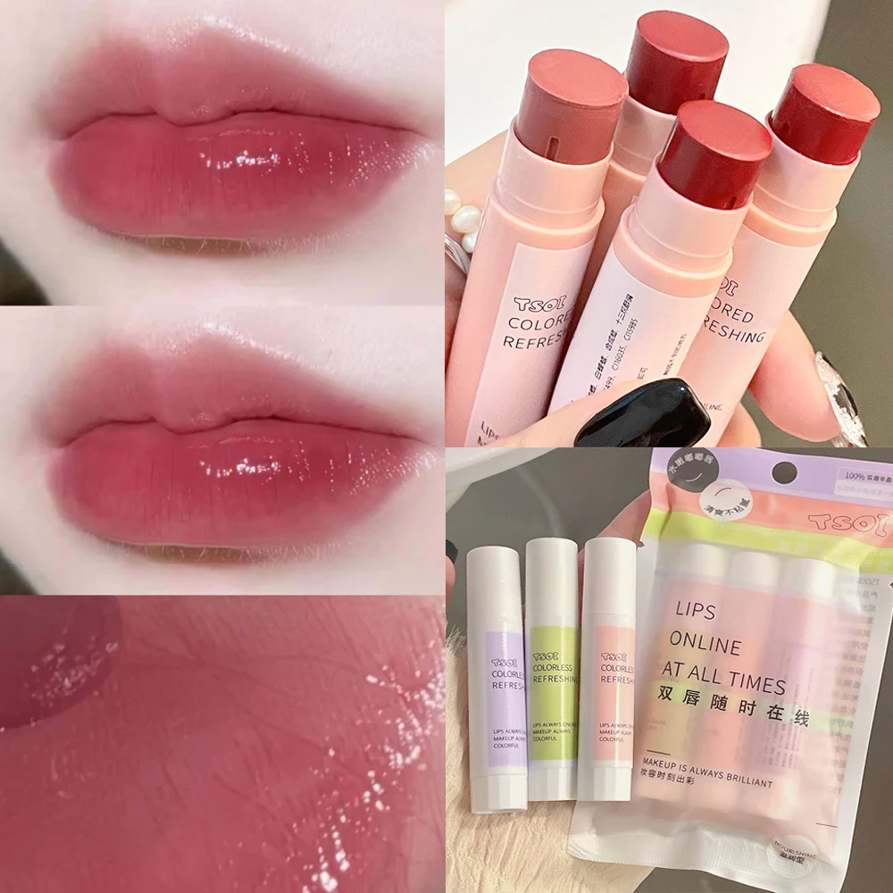 

6 Color Colored Lip Balm Moisturizing Natural Peach Clear Lipstick Primer Nude Makeup Cute Jelly Fruity Tinted Lipgloss Lip Care