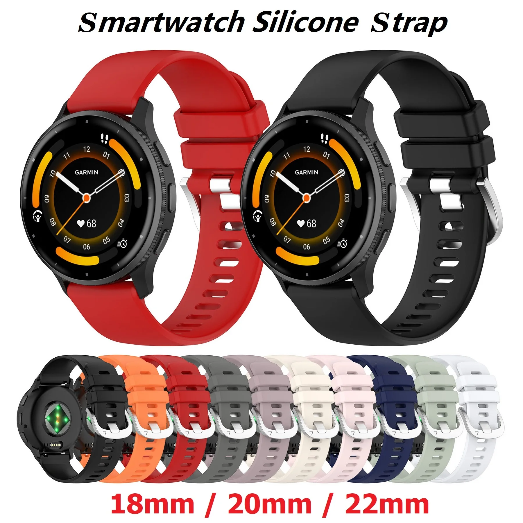 

10PCS Smart Watch Strap for Garmin Venu 3 3s SQ2 Forerunner 265 255 245 Vivoactive 5/4/4S Silicone Bracelet Band 20mm 22mm 18mm