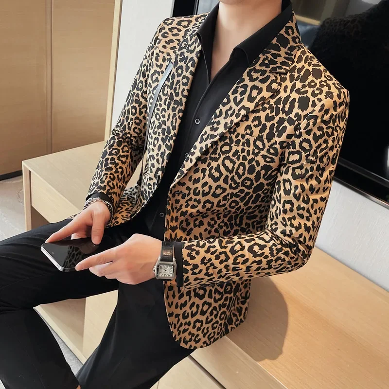 Korean Leopard Print Suit Jackets Men Slim Business Casual Blazer Masculino Social Banquet Stage Singer Dress Coats Men Clothing
Korean Leopard Print Suit Jackets Men Slim Business Casual Blazer Masculino Social Banquet Stage Singer Dress Coats Men Clothing