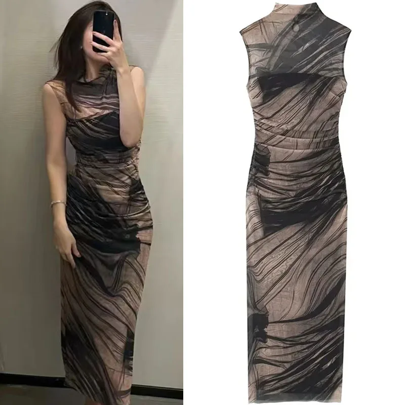 TRAF Vintage Sleeveless Print Long Dress For Women Sexy High Collar Wrap Midi Dresses Lady Elegant Ruching Bodycon Tank Vestidos
TRAF Vintage Sleeveless Print Long Dress For Women Sexy High Collar Wrap Midi Dresses Lady Elegant Ruching Bodycon Tank Vestidos