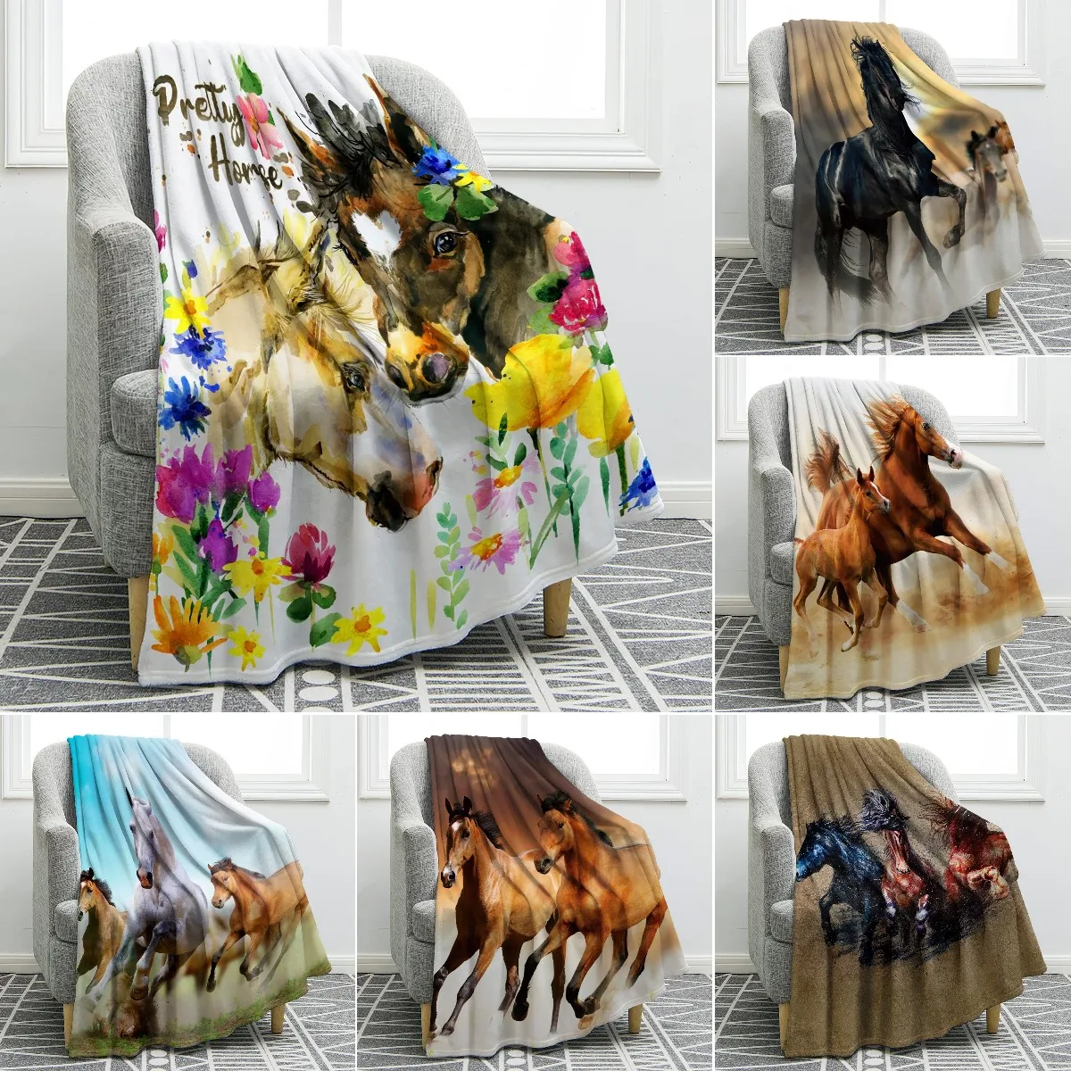 Horse Floral Blanket Animal Flower Pattern Print Throw Blanket Super Soft Comfortable Lightweight for Living Room for Kids Teens
Horse Floral Blanket Animal Flower Pattern Print Throw Blanket Super Soft Comfortable Lightweight for Living Room for Kids Teens