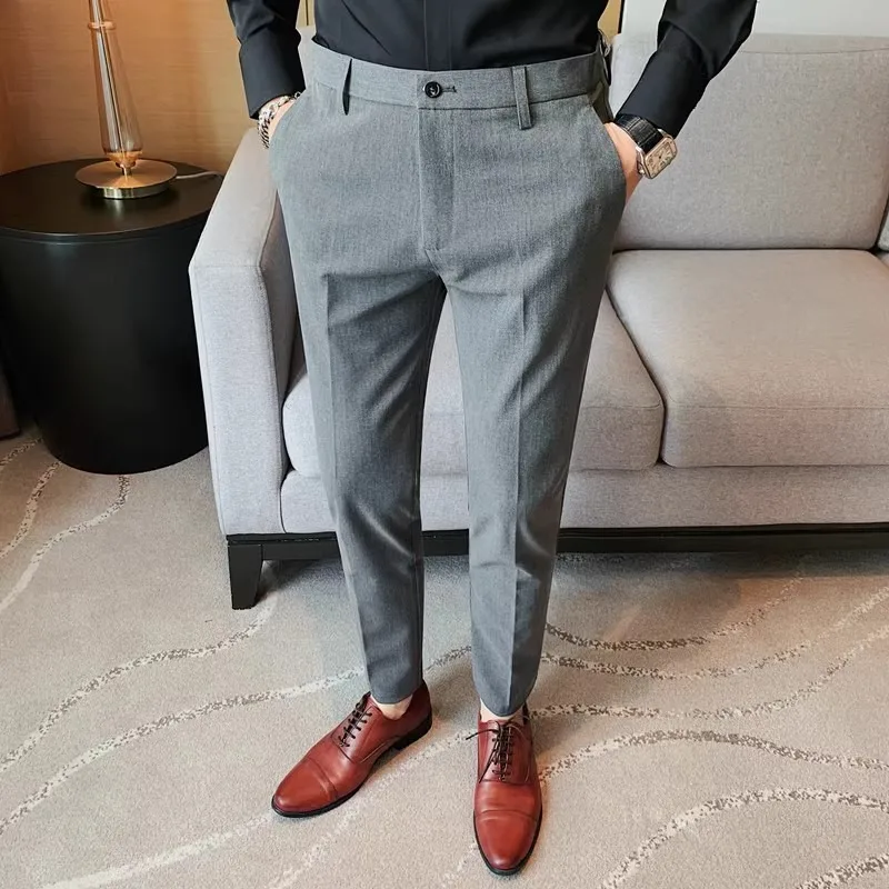 

2024 Spring New Solid Color Slim Fit Suit Pant for Men Casual Business Dress Pants Office Social Wedding Trousers Men Clothing