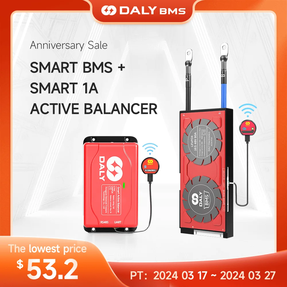 

Smart BMS Active Balancer 1A Lifepo4 3S 4S 12V 8S 24V 13S 16S 48V 20S 24S 60A 80A 100A 150A 200A With Bluetooth Li-Ion Battery