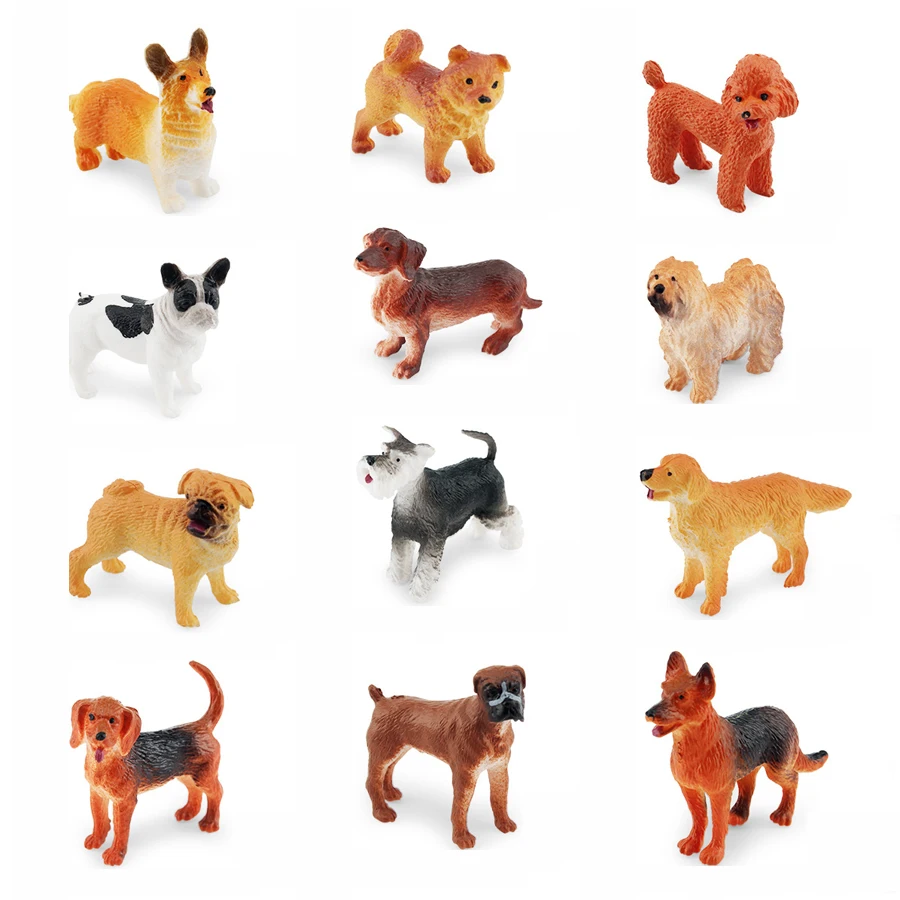 

Realistic Plastic Puppy Figures Playset 12PCS Mini Dog Animals Model Figurines Cake Toppers Easter Eggs Christmas Birthday Gift