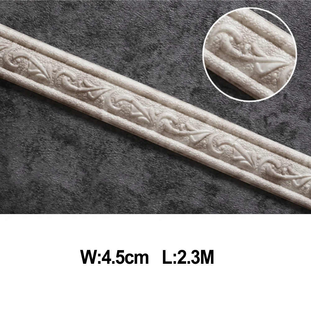 1pc 2.3M Wall Edging Strip 3D Embossing Waist Line Skirting Line Self-Adhesive Multi-purpose Baseboard Wall Sticker Home Decor
1pc 2.3M Wall Edging Strip 3D Embossing Waist Line Skirting Line Self-Adhesive Multi-purpose Baseboard Wall Sticker Home Decor
