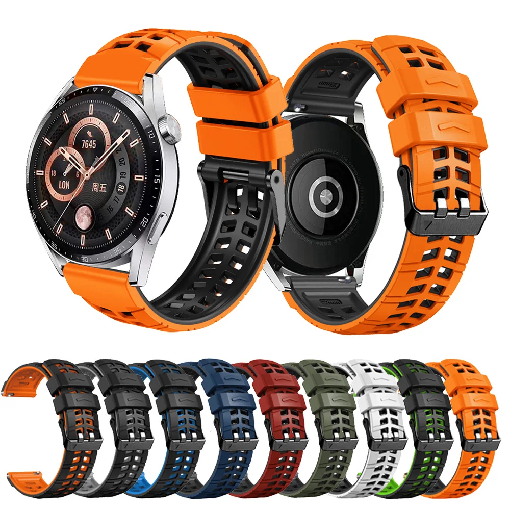 Ремешок силиконовый для HUAWEI GT2/3 46 мм watch 4, дизайнерский двухрядный браслет для наручных часов Huawei Watch 3 4 Pro, спортивные аксессуары, 22 мм
Ремешок силиконовый для HUAWEI GT2/3 46 мм watch 4, дизайнерский двухрядный браслет для наручных часов Huawei Watch 3 4 Pro, спортивные аксессуары, 22 мм