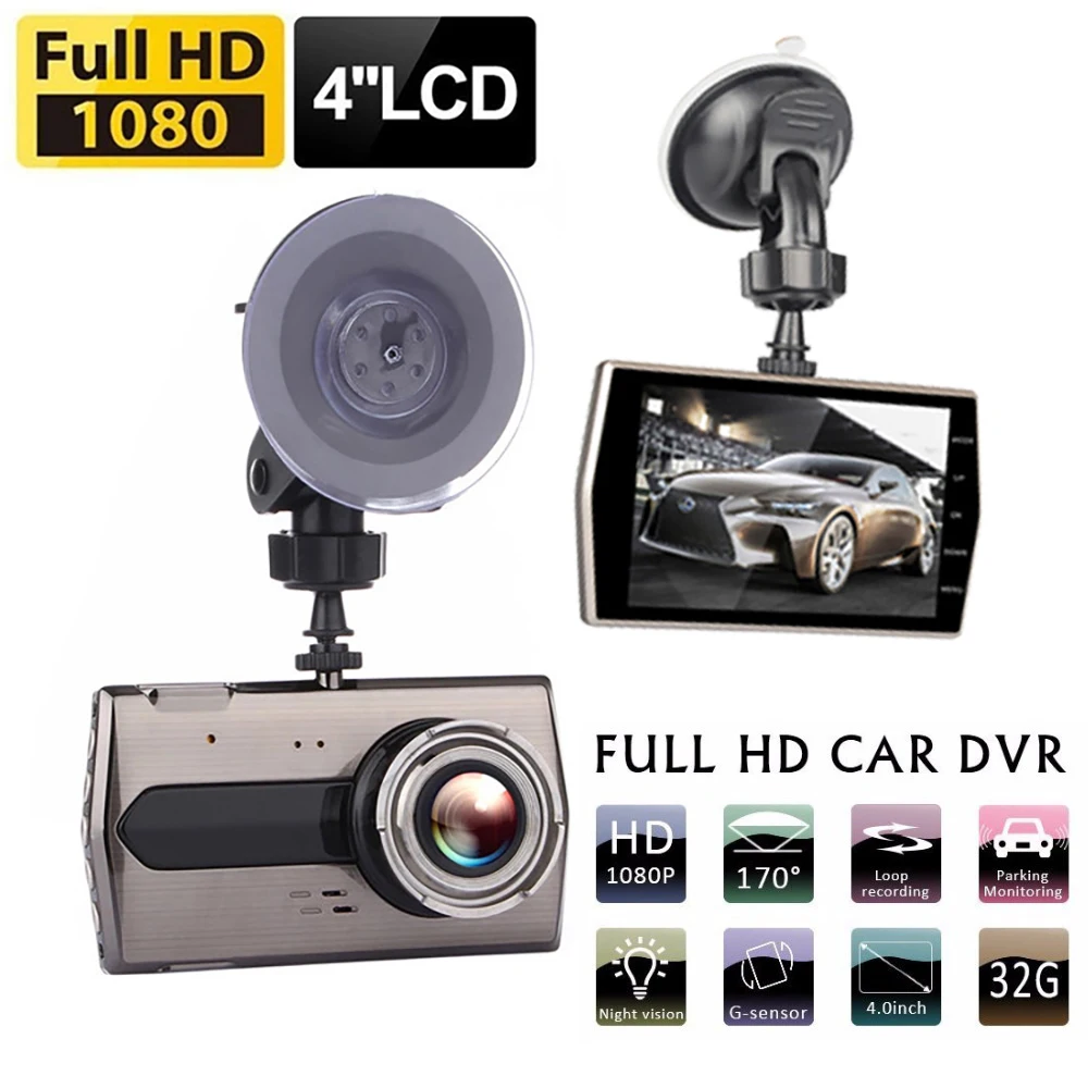 

Car DVR 4.0" Full HD 1080P Dash Cam Rear View Vehicle Video Recorder Night Vision Auto Dashcam Black Box Supports Multi-language