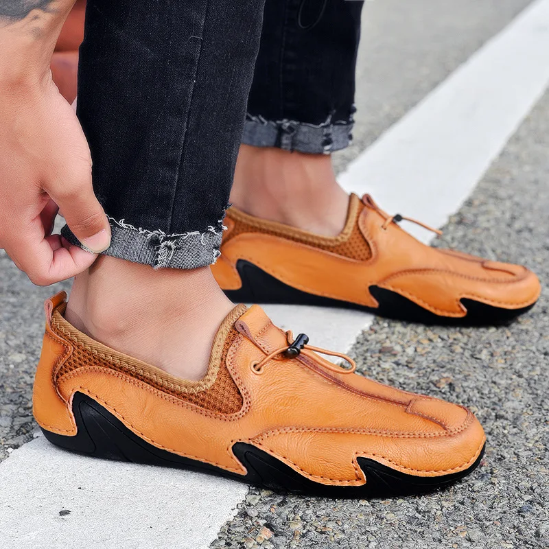 

Trend Men Casual Shoes 2024 Autumn Breathable Soft Leather Loafers Men Flats Comforty Driving Shoes Man Moccasins