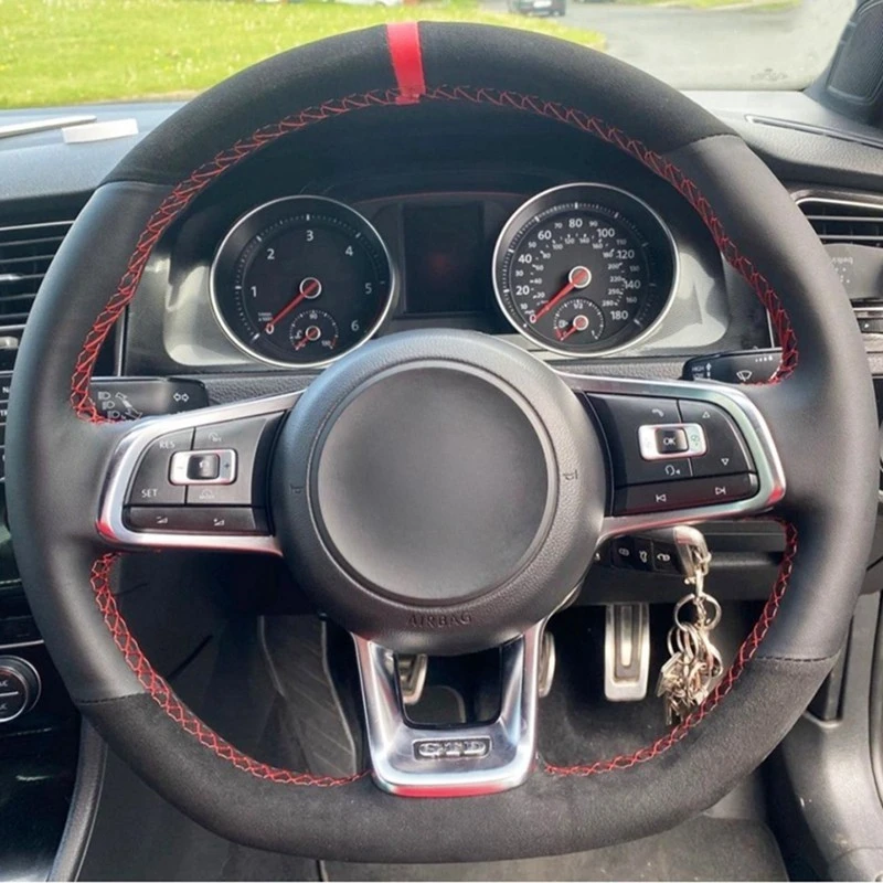 Car Steering Wheel Cover Car Accessories Black Suede For Volkswagen VW Golf 7 GTI Golf R MK7 VW Polo GTI Scirocco 2015 2016
Car Steering Wheel Cover Car Accessories Black Suede For Volkswagen VW Golf 7 GTI Golf R MK7 VW Polo GTI Scirocco 2015 2016