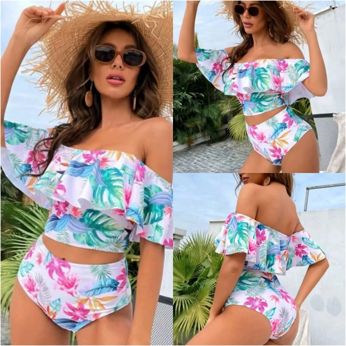 Sexy Off Shoulder Bikini Women Print Swimsuit High Waist Bathing Suit Push Up Biquini Crop Top Swimwear Belt Jersey Ruffle
Sexy Off Shoulder Bikini Women Print Swimsuit High Waist Bathing Suit Push Up Biquini Crop Top Swimwear Belt Jersey Ruffle