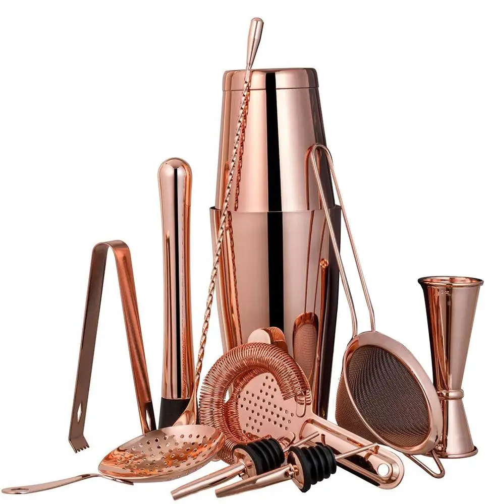 

Bartender Kit Rose Golden Cocktail Shaker Set 11-Piece Home Bar Tools Set Stainless Steel Tumbler Bartending Kit