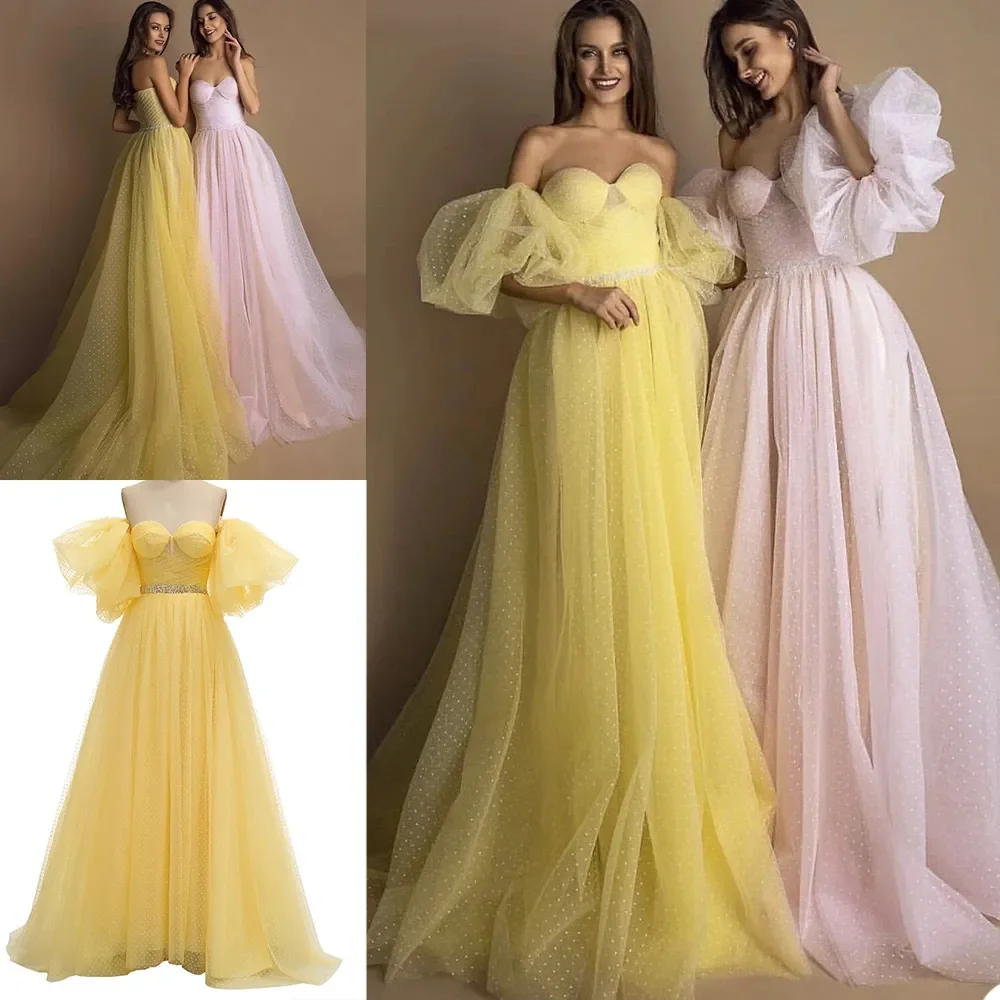 

Elegant Evening Dresses Sweetheart Appliques Lace A Line Prom Gowns Custom Made Lace-up Back Sweep Train Special Occasion Dress