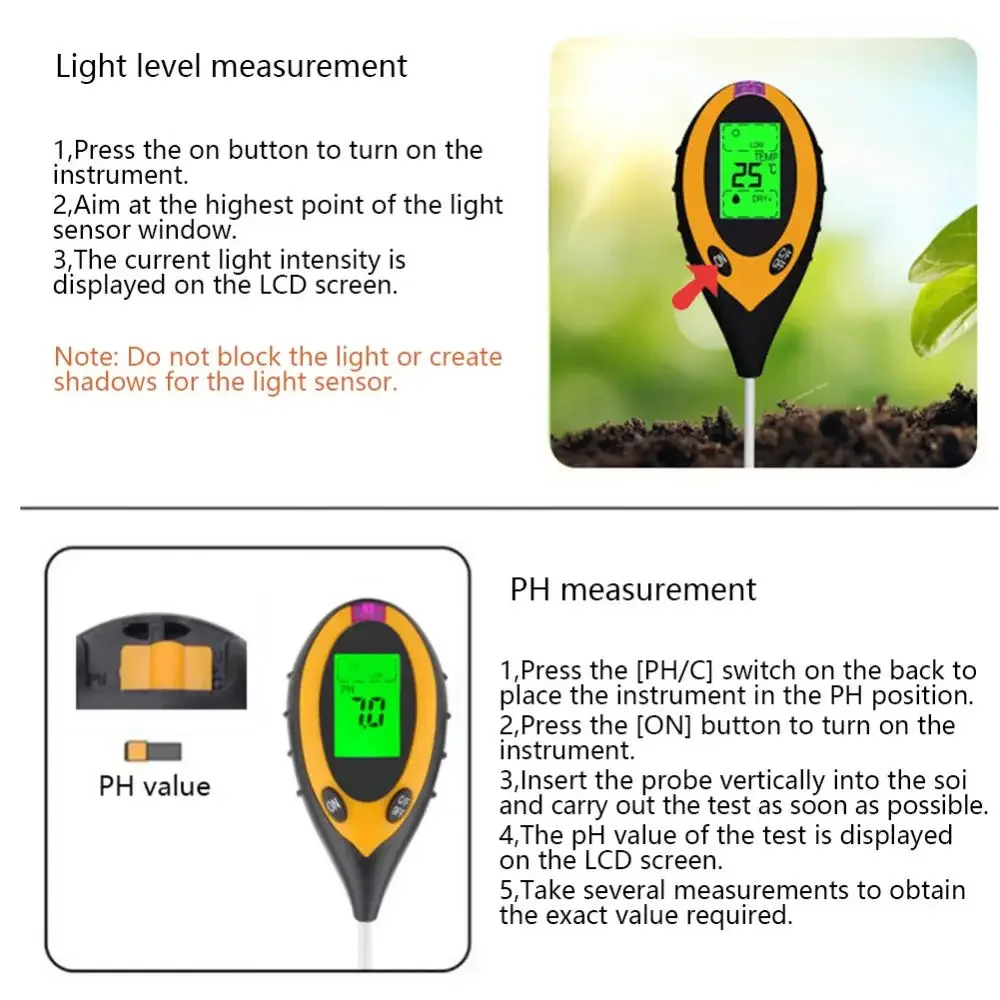 Kit Sunlight Display Lcd Tester Soil In 4 Tools Ph 1 Digital With Blacklight Accessories Garden Plant
Kit Sunlight Display Lcd Tester Soil In 4 Tools Ph 1 Digital With Blacklight Accessories Garden Plant