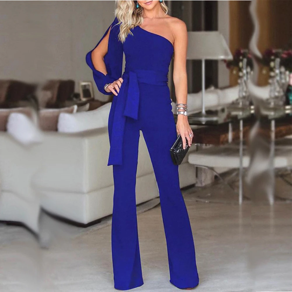 Autumn New Elegant Slim Jumpsuit 2023 Women Blue Sexy One Shoulder High Street Romper Straight Pants Lace-Up Chic Party Jumpsuit
Autumn New Elegant Slim Jumpsuit 2023 Women Blue Sexy One Shoulder High Street Romper Straight Pants Lace-Up Chic Party Jumpsuit
